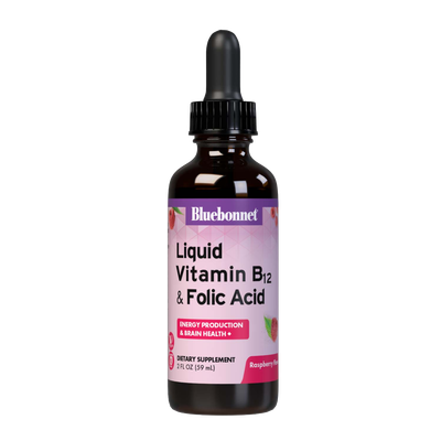 Bluebonnet - Liquid Vitamin B-12 & Folic Acid Natural Raspberry - 2 oz