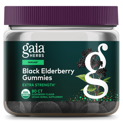 Gaia Herbs - Black Elderberry Gummies Extra Strength - 80 Gummies