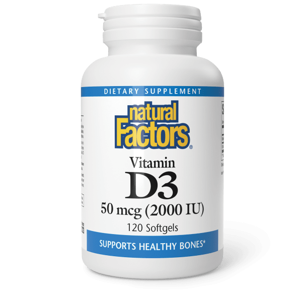 Natural Factors - Vitamin D3 2000IU (50 mcg ) Bonus Pack - 120 Softgels