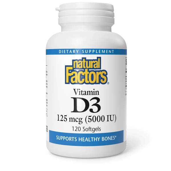 Natural Factors - Vitamin D3 5000IU (125 mcg ) Bonus Pack - 120 Softgels