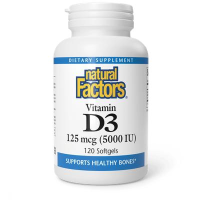 Natural Factors - Vitamin D3 5000IU (125 mcg ) Bonus Pack - 120 Softgels