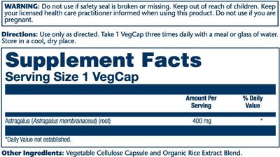 Solaray - Astragalus Root - 100 Veg Capsules