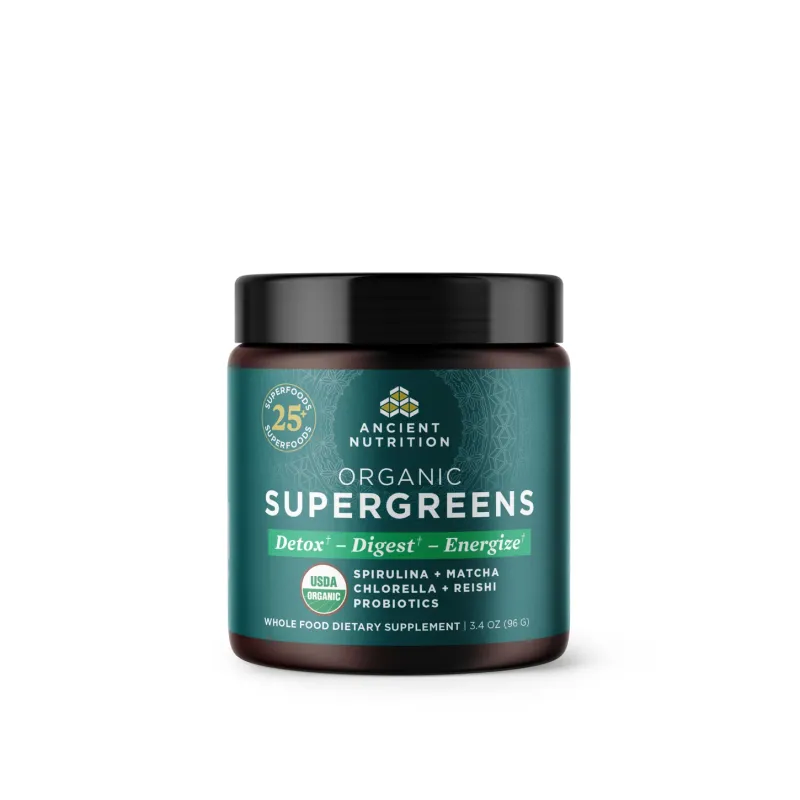 Ancient Nutrition - Organic Supergreens Unflavored - 12 Servings