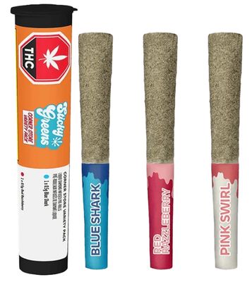 Corner Store Variety Pack, Sticky Greens (3x0.5g) Kief Coated Liquid Diamond Infused Pre-Rolls
