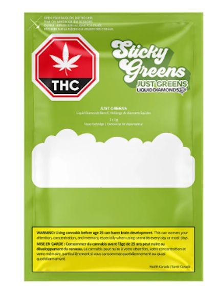 Just Greens HIGH THC Liquid Diamonds, Sticky Greens (1g) PVC