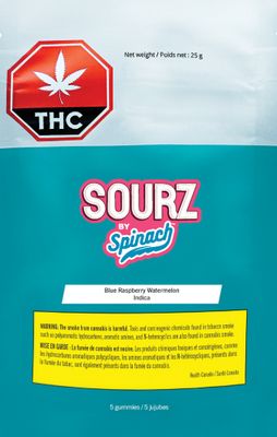 Blue Raspberry Watermelon, SOURZ by Spinach (5/pk)Soft Chews