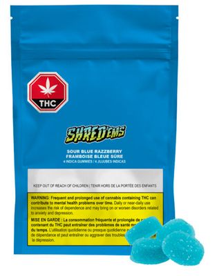 Sour Blue Razzberry, SHRED'EMS (4/pk) Soft Chews