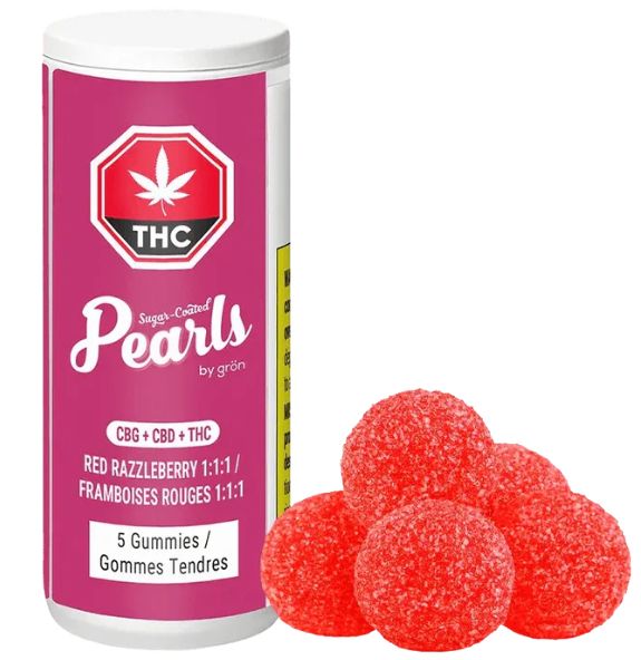 Red Razzleberry 1:1:1 CBG/CBD/THC, Pearls by gron (5/pk) Soft Chews