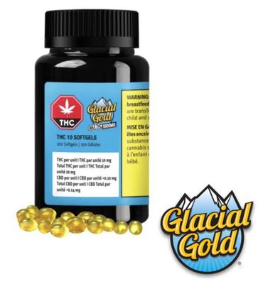 THC 10mg, Glacial Gold (100/pk) Softgels