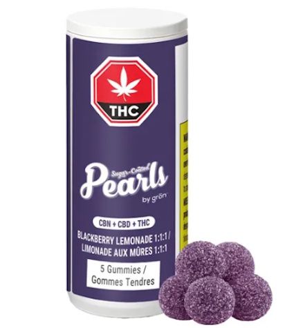 Blackberry Lemonade 1:1:1 CBN:CBD:THC, Pearls by gron (5/pk) Soft Chews Blackberry Lemonade 1:1:1 CBN:CBD:THC, Pearls by gron (5/pk) Soft Chews