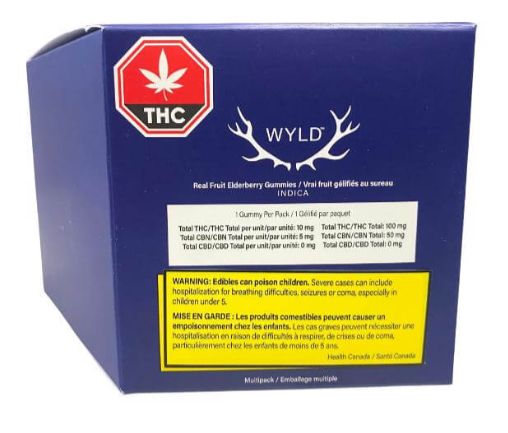 Multi Pack of 10 Elderberry 2:1 THC:CBN, Wyld (10x100mg THC:50mg CBN) Soft Chews