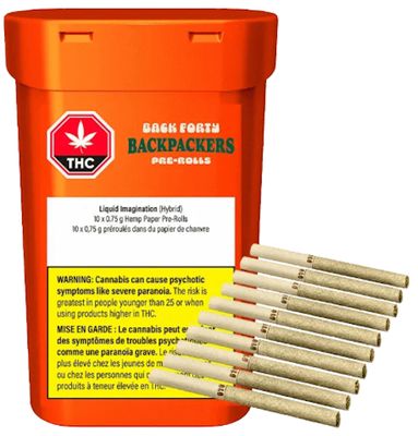 Backpackers Liquid Imagination (10x0.75g) Prerolls, Back Forty
