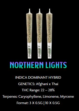 Northern Lights (10x0.5g) Pre-Rolls, Jonny Chronic Northern Lights (10x0.5g) Pre-Rolls, Jonny Chronic