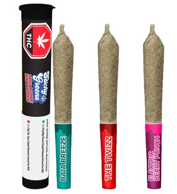 High Score Sativas Kief Coated Liquid Diamond, Sticky Greens  (3x0.5g)  Infused Pre-Rolls