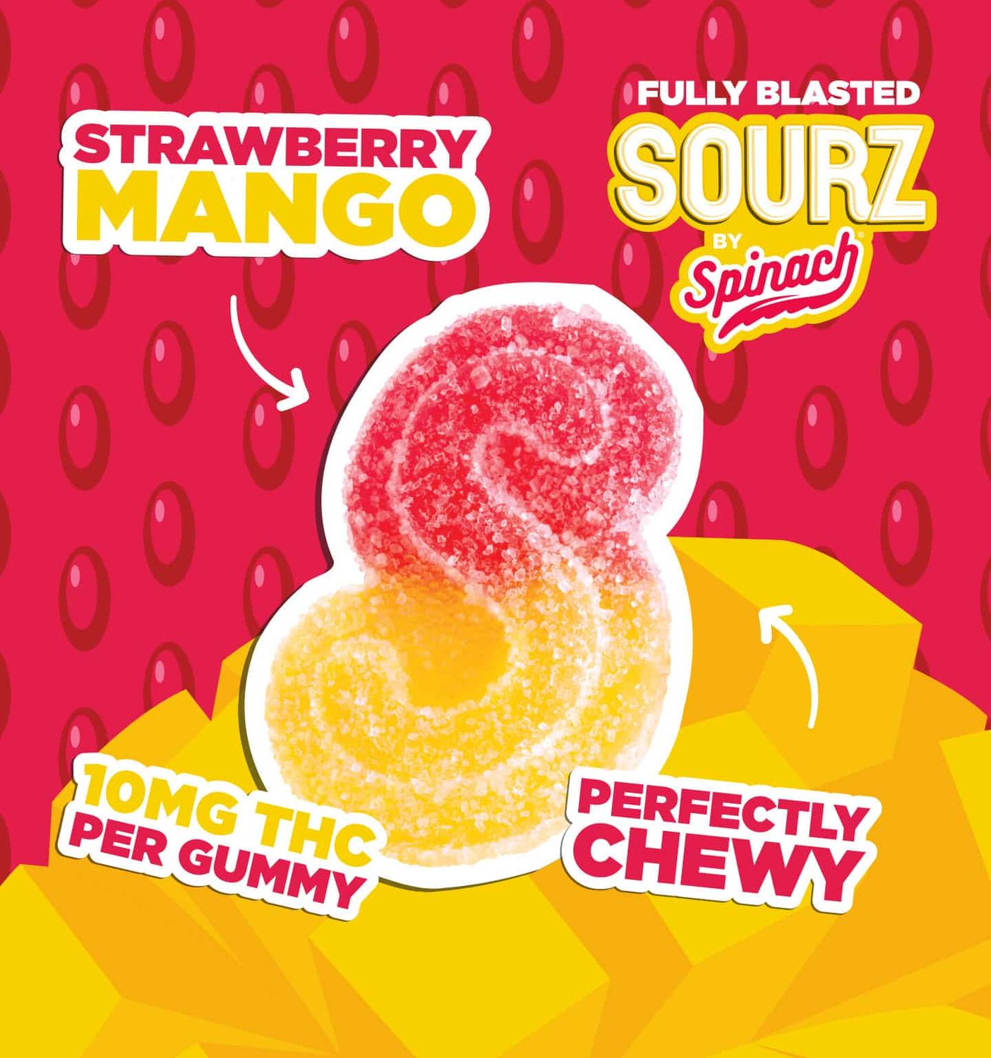 Multi Pack Strawberry Mango (10x10mg) Soft Chews, Spinach Sourz