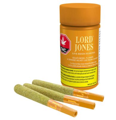Sour Diesel x Orange Velvet Caviar Resin, Lord Jones (3x0.5g) Infused Prerolls
