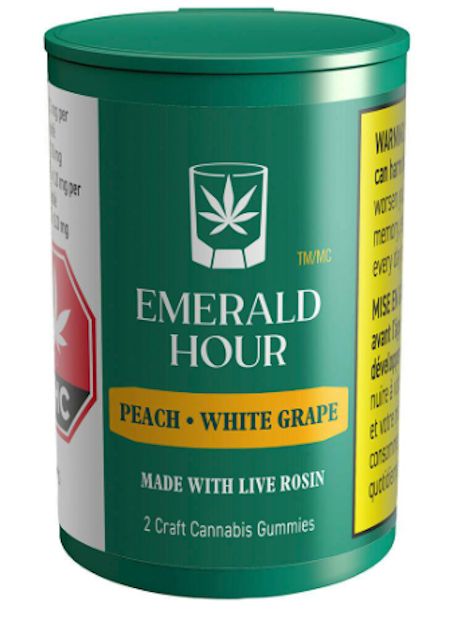 Peach White Grape THC Live Rosin Gummies (2x5.5g) Soft Chews, Emerald Hour