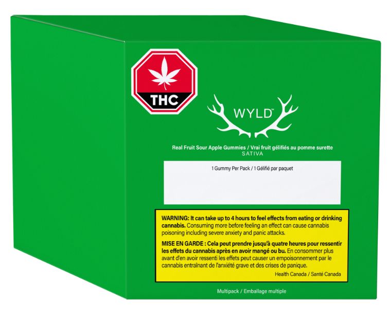 Multipack of 10 Sour Apple THC, Wyld Gummies (100mg THC)