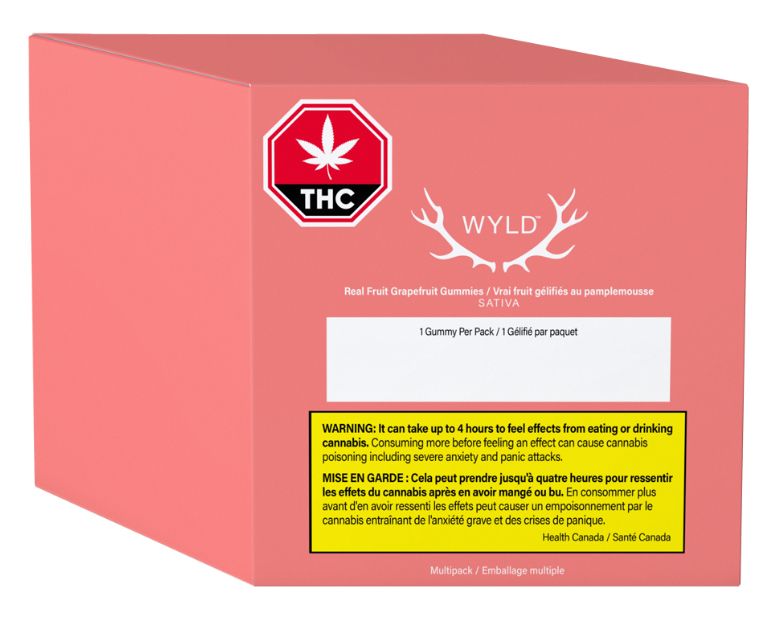 Multipack of 10 Grapefruit 1:1:1 THC:CBG:CBC,  Wyld Gummies (100mg THC : 100mg CBG : 100mg CBC)
