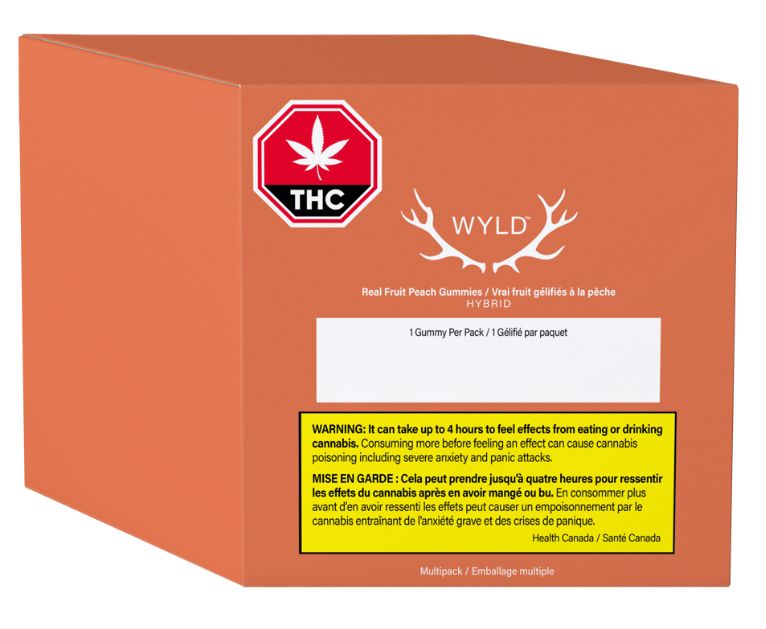 Multi Pack of 10 Peach 3:1 CBD:THC, Wyld (300mg CBD:100mg THC) Soft Chews