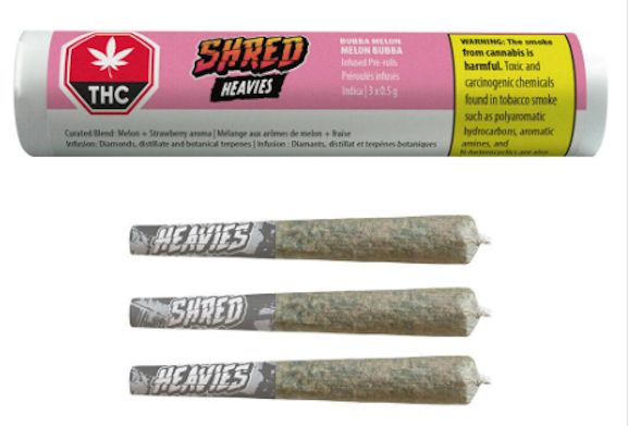 Bubba Melon Heavies, SHRED X (3x0.5g) Infused Pre-Rolls