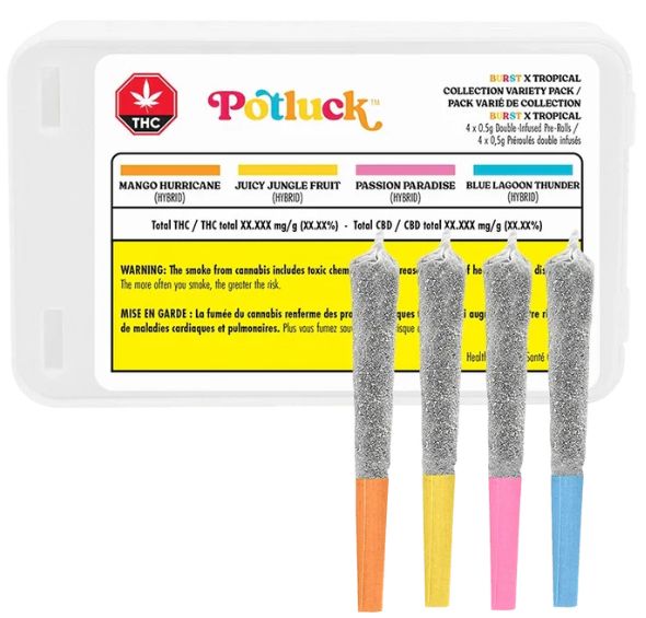 Tropical Burst Collection (4x0.5g) Infused Pre-Rolls, Potluck