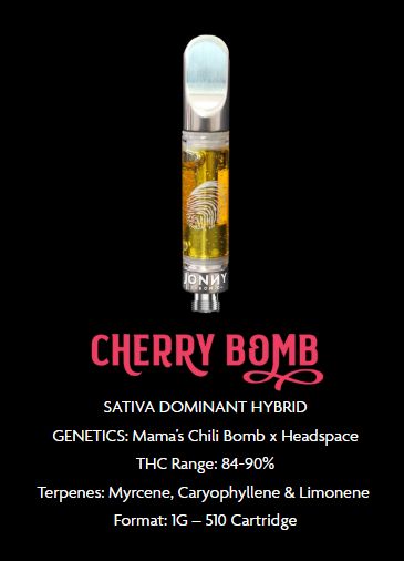 Cherry Bomb Live Resin(THC/CBG) (1g) PVC, Jonny Chronic
