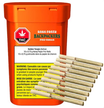 Backpackers Golden Tangie (10x0.75g) Pre-Rolls, Back Forty