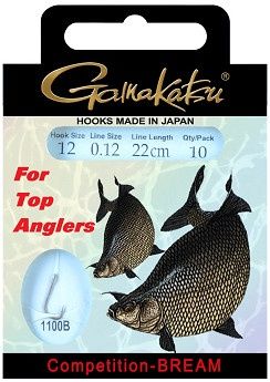 Gamakatsu brasem onderlijn competitie 1100B #14-0.10 mm 22 cm 10 pcs