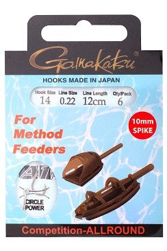 Gamakatsu Method feeder allround competition 7 mm Spike #6-0.28 mm 12 cm 6 pcs