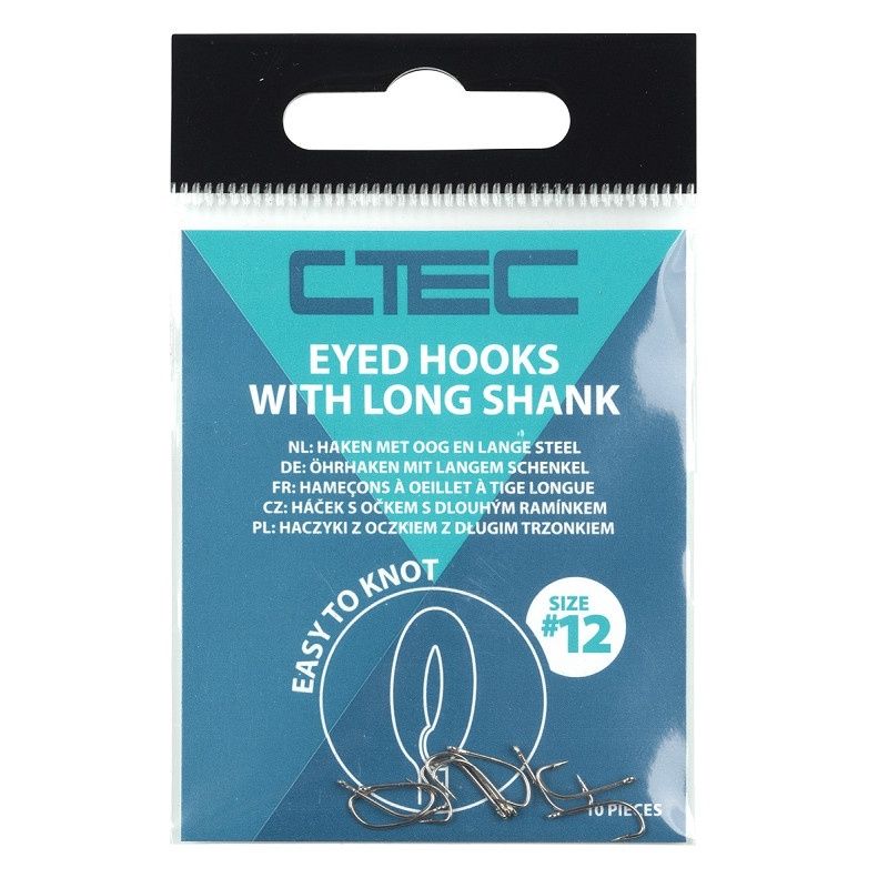 C tec Eyed Hooks With Long Shank #14 10 pcs