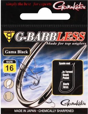 Gamakatsu Black Hooks Barbless #22 15 pcs