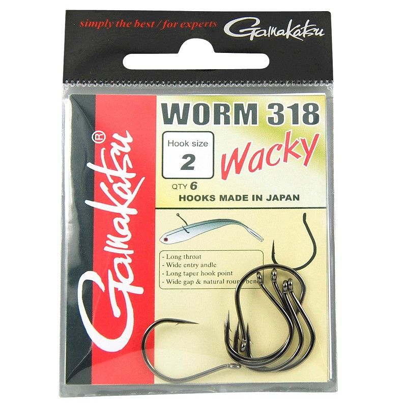 Gamakatsu Worm 318 Wacky Hooks Black # 3/0
