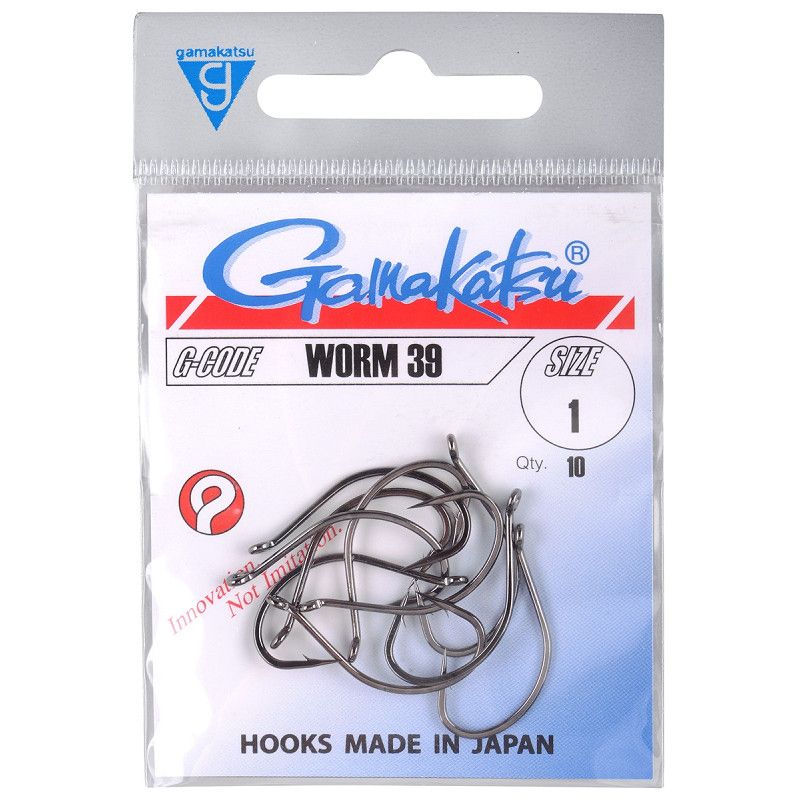 Gamakatsu Worm 39 Hooks Black # 4