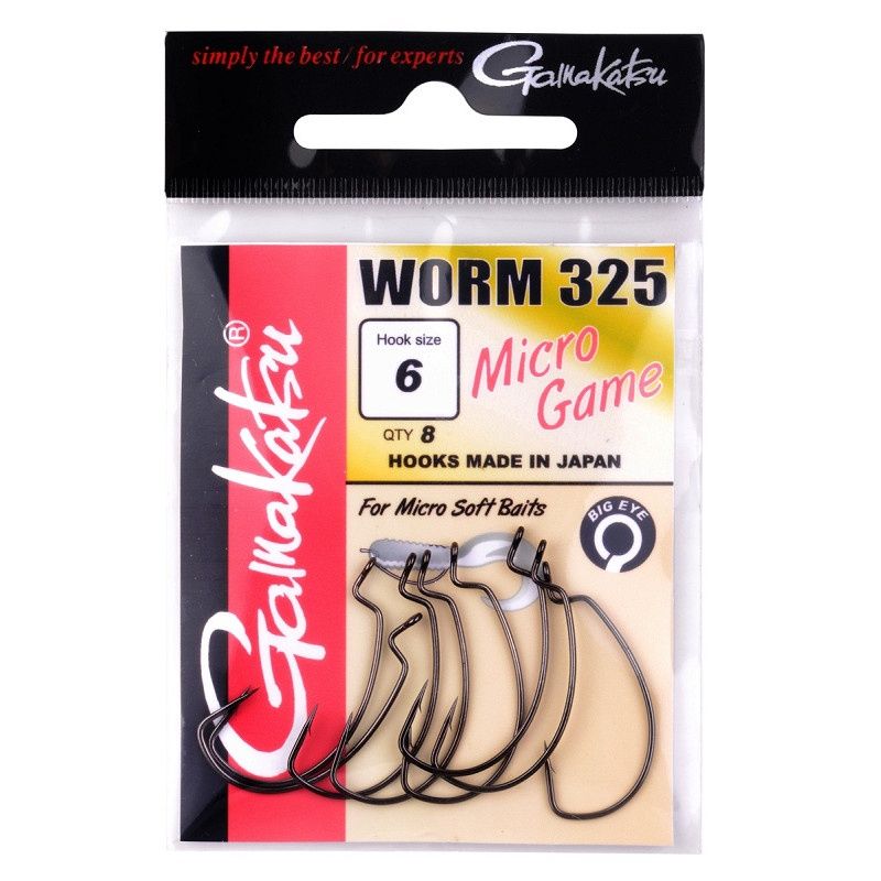 Gamakatsu Worm 325 Micro Game Hooks #6 8 pcs