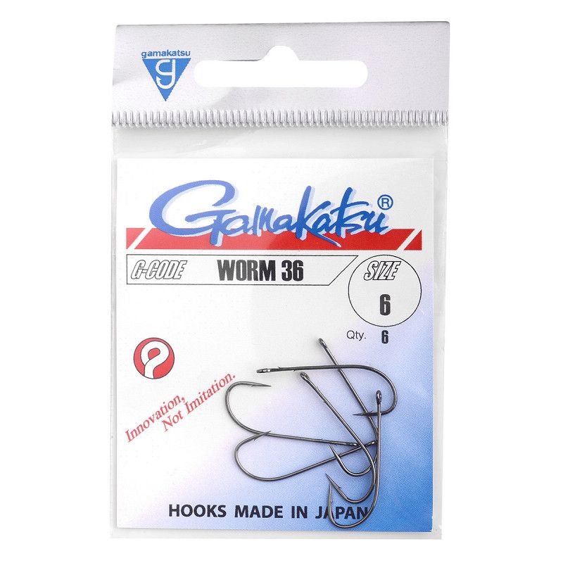 Gamakatsu Worm 36 Hooks Black # 1/0