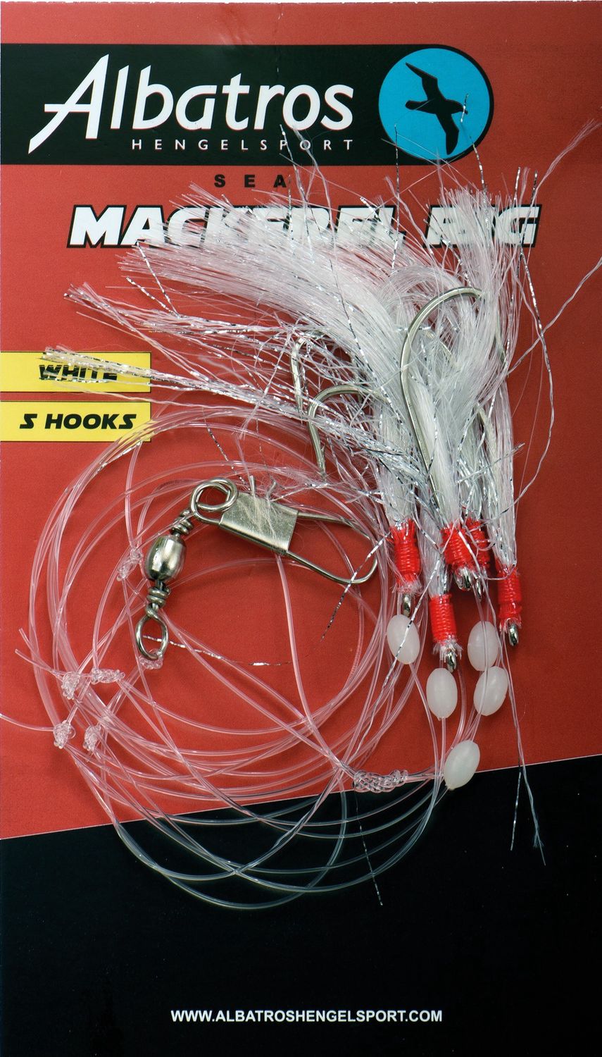 Albatros Deepblue Mackerel Rig 5 hooks white glitter