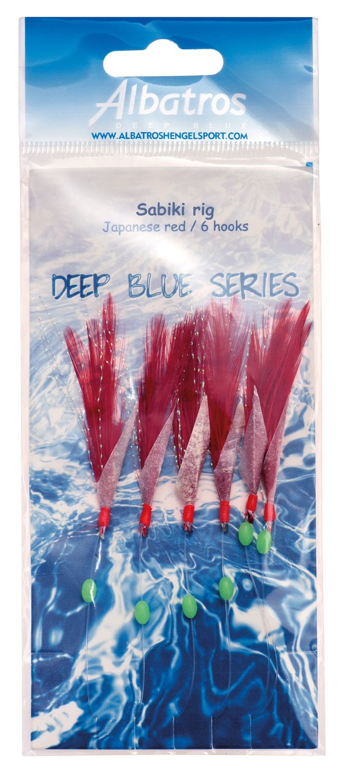 |Albatros Deep Blue Sabiki Rig 6 Hook Japanese Red