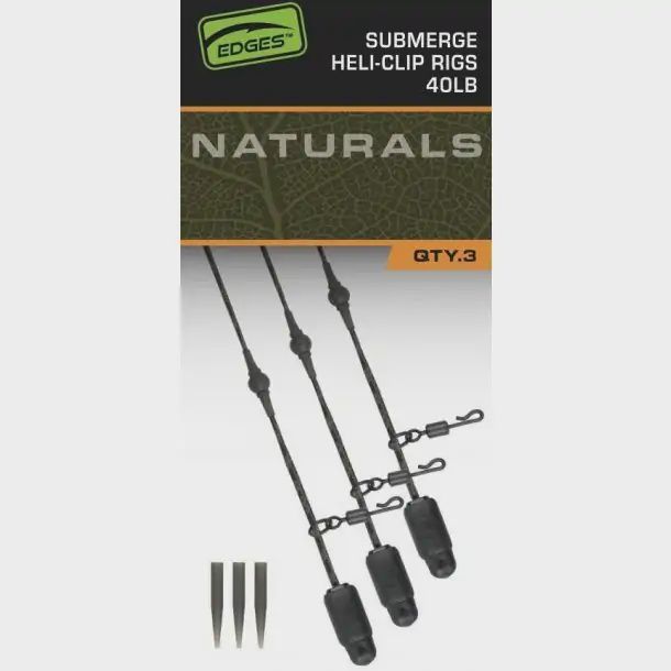 Fox Edges Naturals Heli-Clip Rigs 40lb Submerge 3 pcs