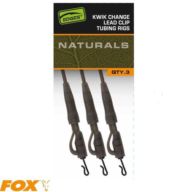 Fox Edges Naturals Kwik Change Lead Clip Tubing Rigs 3 pcs
