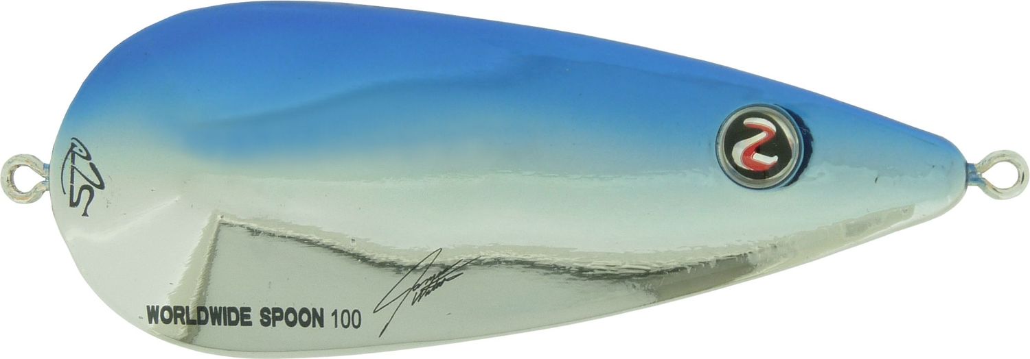 River2Sea Worldwide Spoon 10 cm 25 g Chrome Blue
