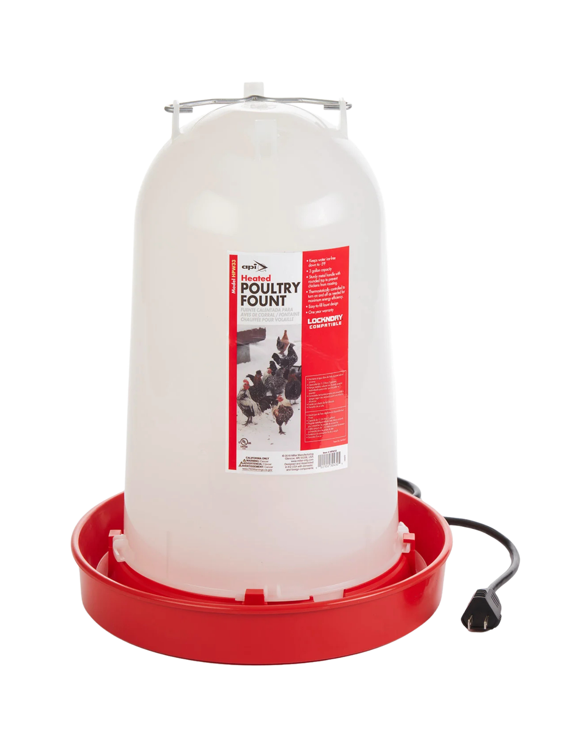 3 Gal Heated Poultry Waterer