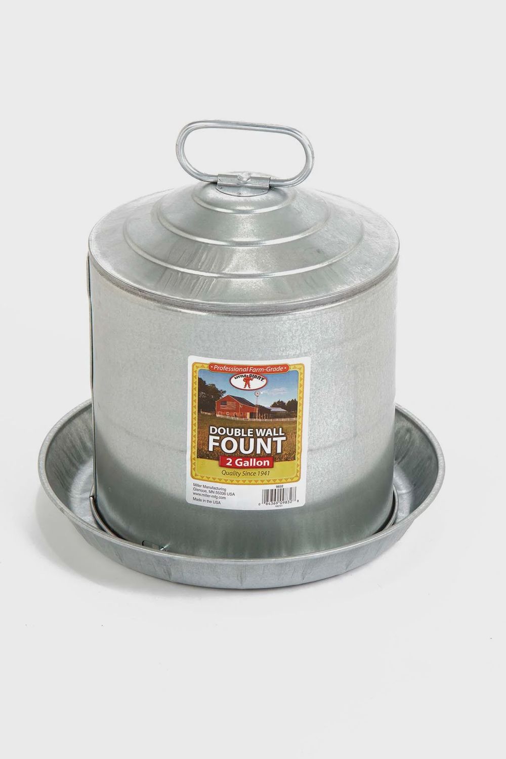 Galvanized Double Wall Poultry Fountain - 2 Gallon