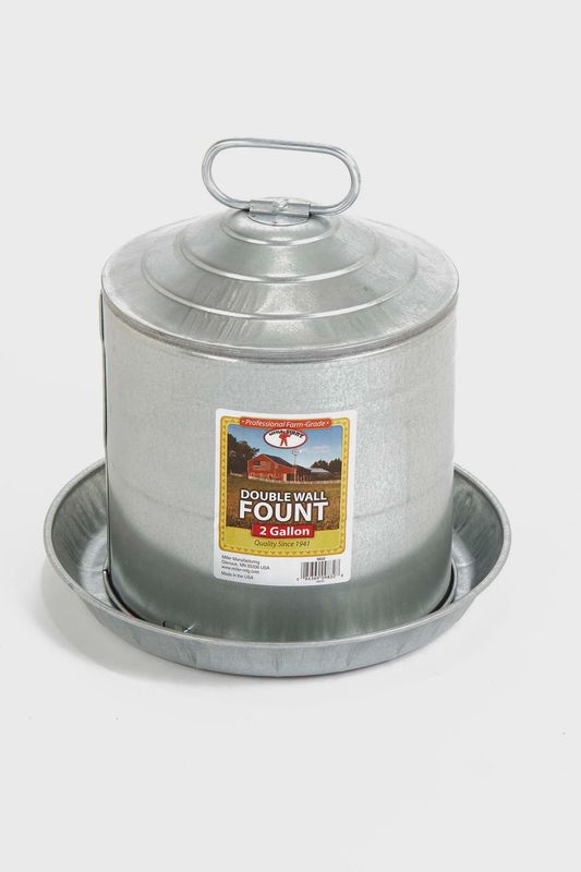 Galvanized Double Wall Poultry Fountain - 2 Gallon