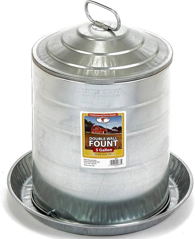 Galvanized Double Wall Poultry Fountain - 5 Gallon