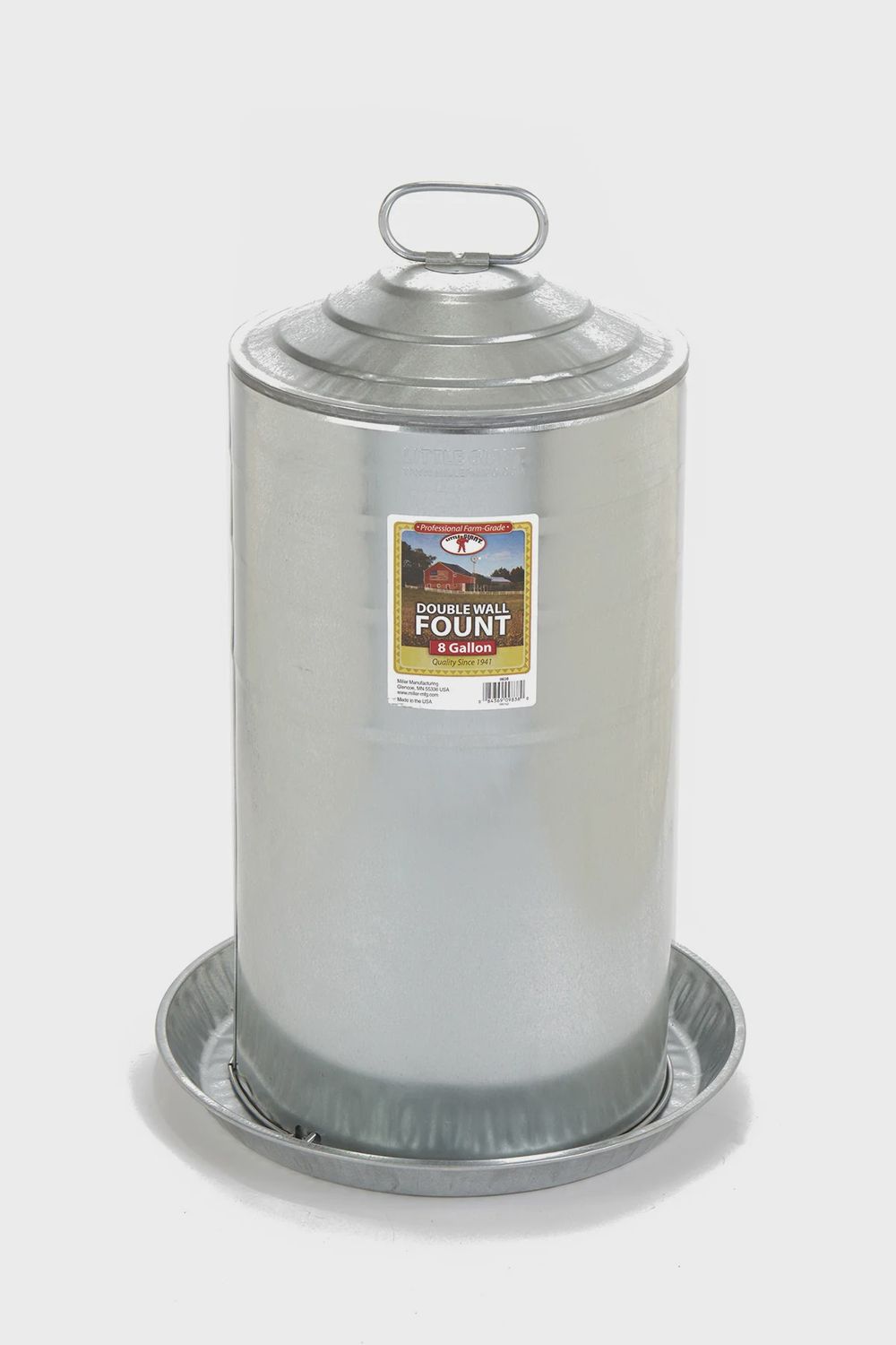Galvanized Double Wall Poultry Fountain - 8 Gallon