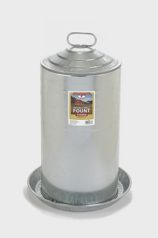 Galvanized Double Wall Poultry Fountain - 8 Gallon