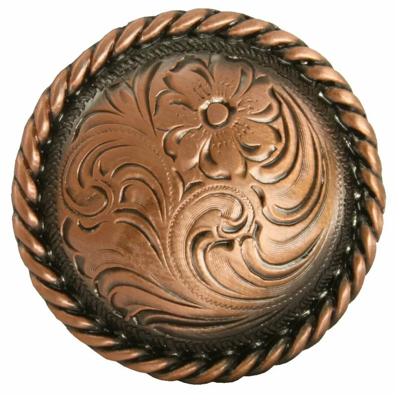 1 1/2" Copper Rope Edge Western Engraved Concho