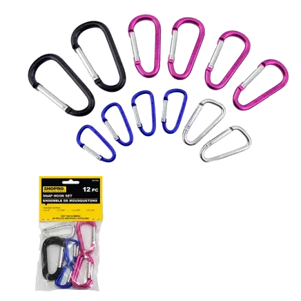 12PC Aluminum Carbiner Set