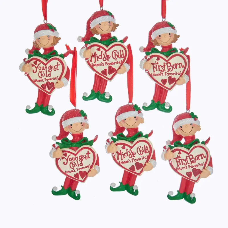 4" Mom's Favorite Girl/Boy Ornaments 6/Assorted